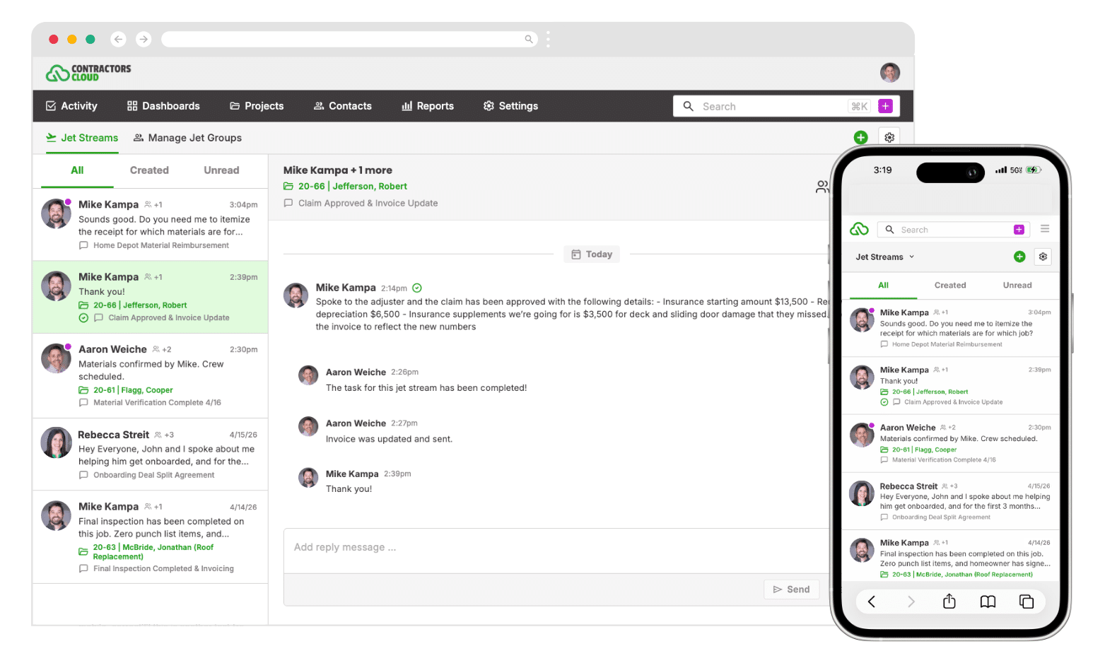 Jet Streams team chat